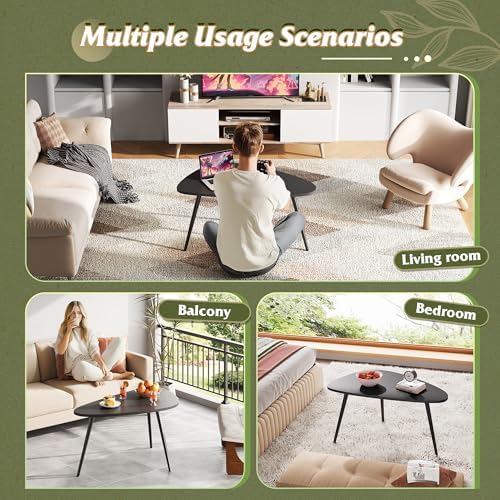 WLIVE Oval Coffee Tables, Modern Coffee Table for Living Room, Coffe Table for Small Space Home Office, Easy Assembly, 33.5" W x 18.9" D x 18.7" H (Black) - Image 5