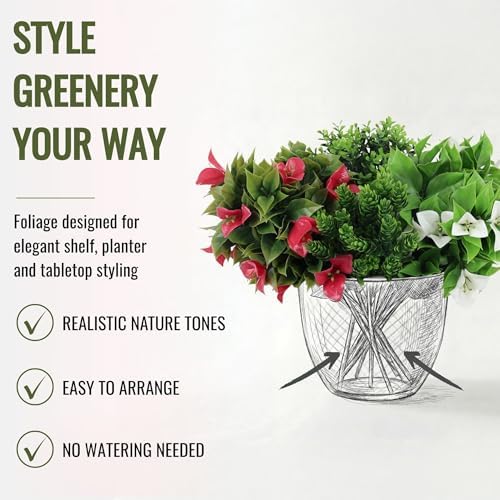 DECKO Artificial Plants - Fake Plants & Flowers Indoor and Outdoor - UV Resistant Flora for Living Room, Balcony, Patio, Kitchen etc - Faux Greenery - Dahlia Collection (7 Plantable Stems) - Image 6