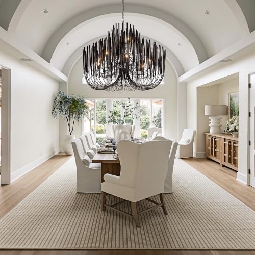 TOCHIC Modern Farmhouse Chandelier for Dining Room 57", Large Vintage Black Wood Chandeliers Light for Living Room, Rustic Pendant Lighting Fixture Ceiling Hanging for Foyer Bedroom Entryway - Image 5