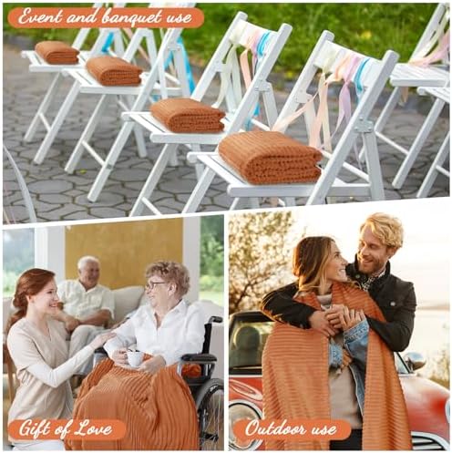 Buryeah 6 Pcs Flannel Blankets Bulk,Fall Outdoor Wedding, Orange - Image 5
