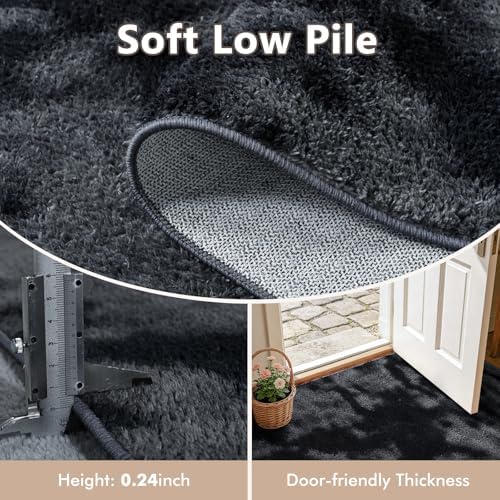 3x5 Tie-dye Dark Grey Area Rug Washable Non-Slip Soft for Bedroom Kitchen - Image 5
