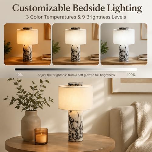 Marble Lamp, Lamps Rechargeable Modern Decorative Touch Dimmable Cordless Design Bedside Lamp for Home Decor, Bedroom, Living Room - Image 3