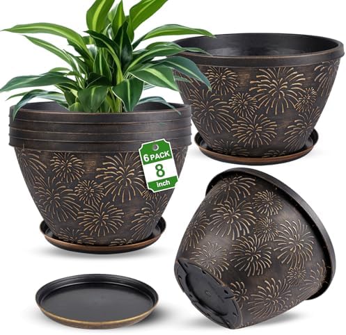 Nooulap 6 Pack 8 inch Plant Pots by Nooulap