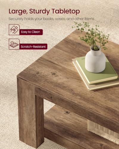 VASAGLE Coffee Table, 2-Tier Center Table with Rustic Charm and Clean Lines - Image 5