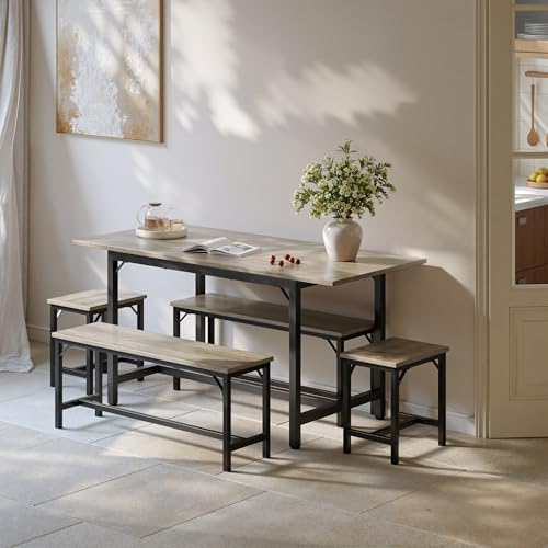 Tatub 5-Piece Extendable Dining Table Set for 4-8, 63" Kitchen Table Set - Image 5