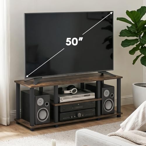 Furinno Turn-S-Tube 3-Tier Toolless Assembly TV Stand, Amber Pine - Image 2