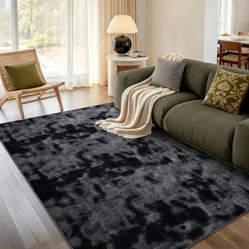 4x6 Tie-dye Dark Grey Area Rug Washable Non-Slip for Bedroom Living Room by Unknown