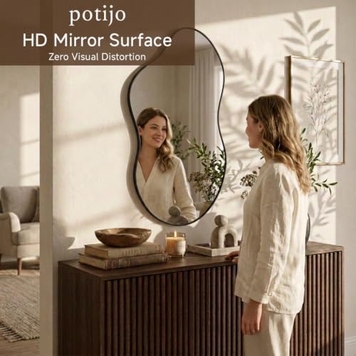 Irregular wall Mirror 24"x41" Black Asymmetrical Mirror - Image 7