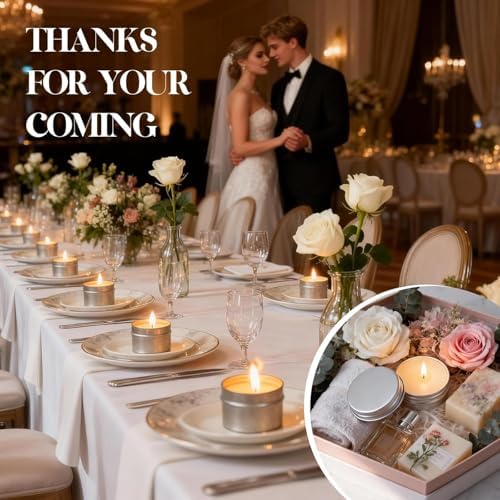 50 Pcs 2 Oz Mini Lavender Scented Soy Candle Set,Wedding Favors for Guests Bulk 50,The Quantity of Multiple Sets Meets Your Needs for Wedding and Party Gifts and Party Favors. - Image 5
