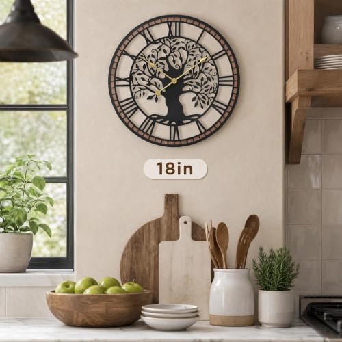 Micasso Large Wall Clock Decorative: 18 Inch Tree of Life Battery Operated - Image 3