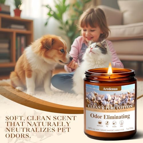 Clean Cotton Odor Eliminating Candles, 7 oz Soy Scented Candle - Image 2