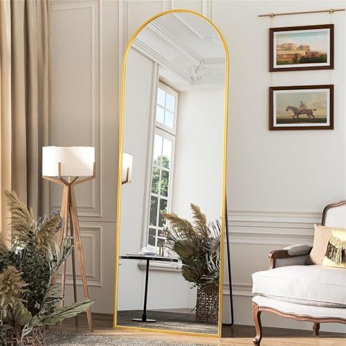 Antok 58" x21” Arched Full Length Mirror with Stand, Floor Mirror, Gold - Image 2