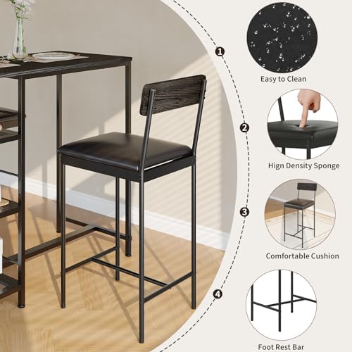 GarveeHome Bar Height Dining Table Set for 2, Space-Saving Pub Table - Image 2