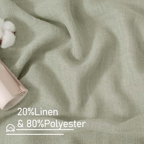 LAMIT Sage Grey Linen Curtains 24 Inch Length for Cafe Small Window - Image 2