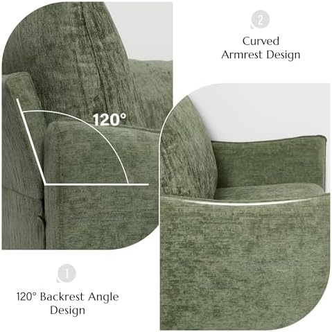 Elegant Oversized Accent Reading Armchairs Set of 2, 42.1", Chenille, Green - Image 7