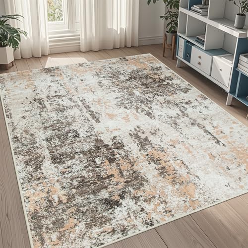 5x8 Area Rugs for Living Room Washable Bedroom Dining Room Brown Beige by Aelenmu