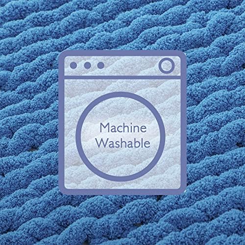 Bigacogo Chunky Knit Throw Blanket for Couch, 40x60 inches, Bright Blue - Image 6