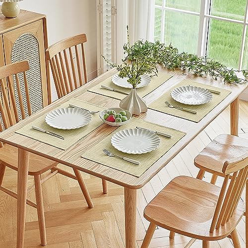 Softalker Faux Linen Cloth Placemats Set of 4-12 x 18 Inch, Light Linen - Image 7