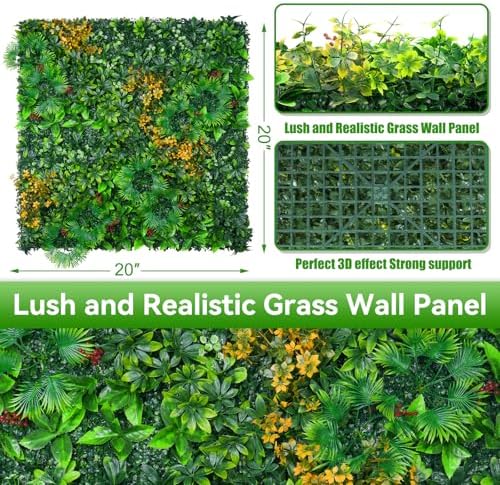 Artificial Grass Wall Panels, 20"x20" 16pcs Greenery Backdrop - Image 2