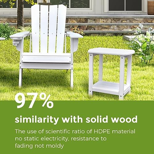 Adirondack Square Outdoor Side Table,2-Tier Storage Patio Side Table, HDPE End Tables for Backyard Pool Porch Garden Lawn - Image 4