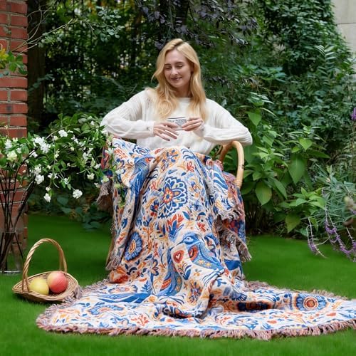 LUTBM Boho Throw Blanket for Bed 60"x80", All Season Cotton Couch Blankets - Image 2