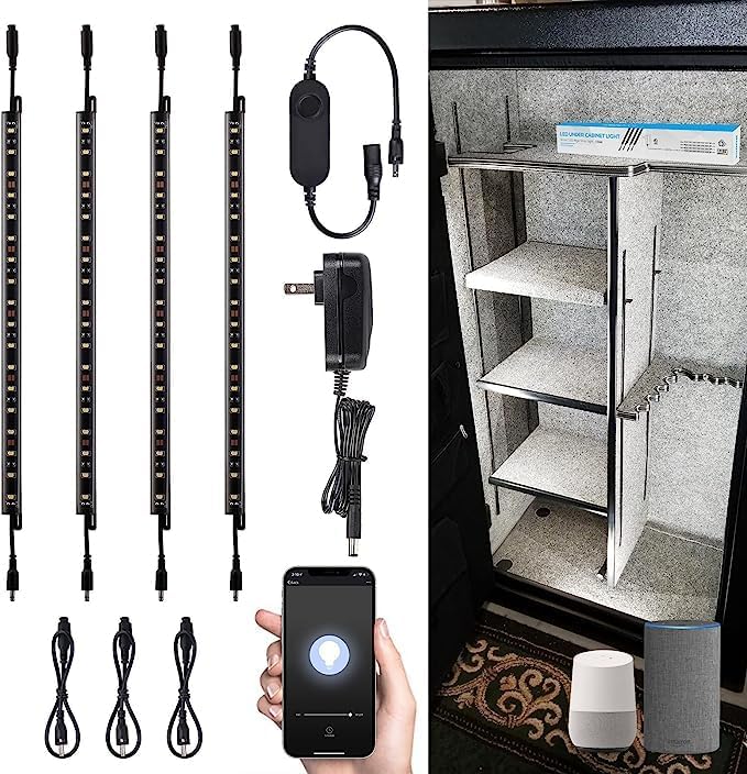 TORCHSTAR 4pcs 12 Inch Voice Control Smart LED Safe Lighting Kit, 5000K by TORCHSTAR
