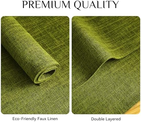 Softalker Faux Linen Cloth Placemats Set of 12-12 x 18 Inch, Lime Green - Image 4