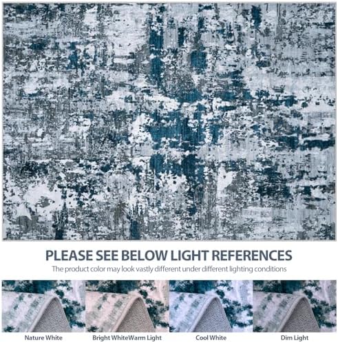 5x8 Area Rugs for Living Room Washable Bedroom Dining Room Navy Grey - Image 7
