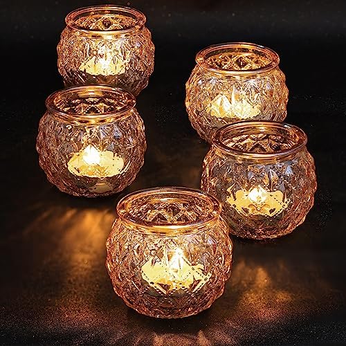 DARJEN 24 Pcs Gold Votive Candle Holders Round Glass Candle Holders Bulk - Image 5
