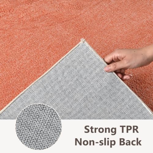 3x5 Orange/White Area Rug Washable Non-Slip Soft Thin for Bedroom Kitchen - Image 6