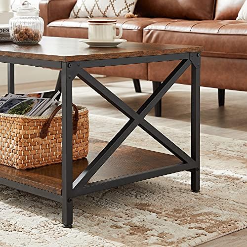 VASAGLE Coffee Table with Storage Shelf, 39.4 x 21.7 x 17.7 Inches - Image 6