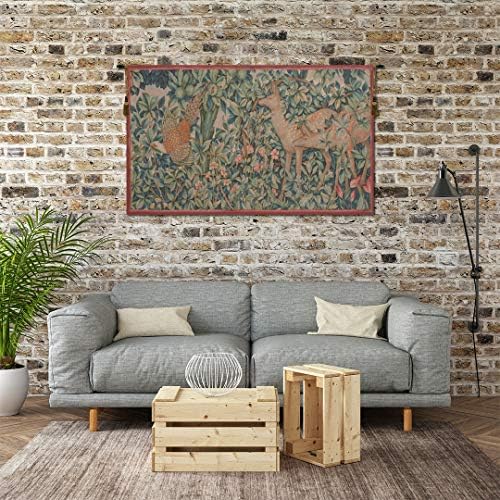 William Morris Pheasant and Doe Tapestry Wall Hanging 18 x 32 in - Image 5