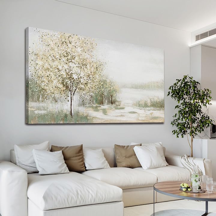 Green Wall Art Modern Nature Wall Art Canvas Art Wall Decor Spring Scene Wall Art Decor Artwork Large Wall Art Prints for Room Living Room Bedroom Office Decor 24X48 inch by TQJYILUFAART