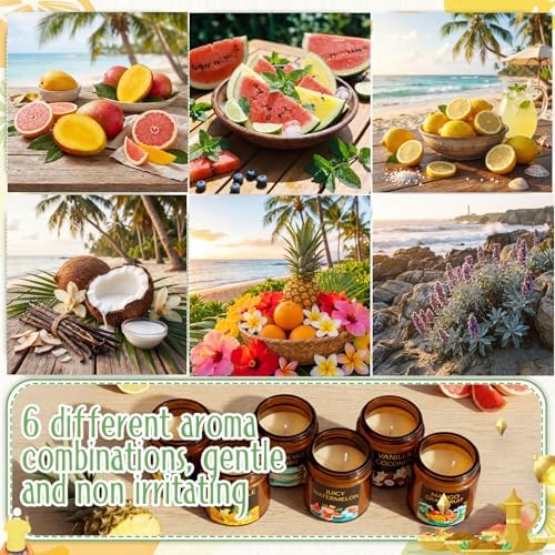 Conelist 24 Pack Scented Candles Gift Set Fruitful Soy Wax Candle for Home 3.5 oz 360 Hour Burn, Candle Gift for Men Women, Scent of Coconut Vanilla/Pineapple/Sea Salt Sage/Mango/Lemon/Watermelon Mint - Image 6