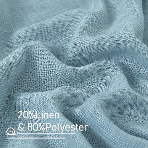 LAMIT Linen Curtains 48 Inch Length Semi Sheer Light Filtering 2 Panels - Image 2