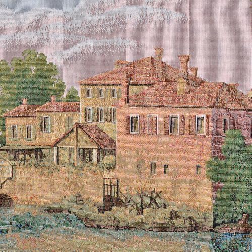AureoMadis Victorian Fine Art Tapestry Wall Hanging, Vintage Venetian Cityscape Landscape, TC Backed Woven Fabric Wall Decor with Dual Rod Pockets, 41.5 x 27 Inch (Pastel：Venetian Village Scene) - Image 4