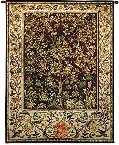 Tree of Life - Arts and Crafts - William Morris - Ornate Spiritual Tree Pattern - Cotton Woven Tapestry Wall Art Hanging - USA (53x40) by FineArtTapestries