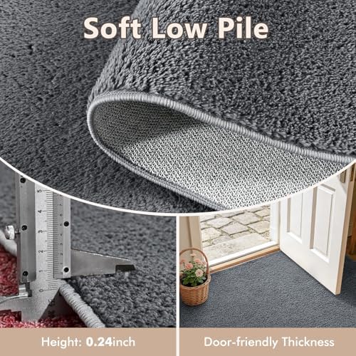 2x6 Dark Grey Solid Runner Rug Washable Non-Slip for Kitchen Hallway - Image 4