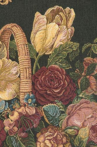 Decorative Flower Basket Black II Floral Tapestry Wall Hanging 24 x 42 in - Image 3