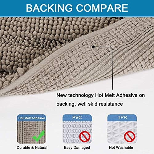 H.VERSAILTEX 2 Piece Bathroom Set - Super Absorbent Chenille Striped Bath Mats, Non Skid, Machine Washable (Taupe, 24 x 36 Plus 20 x 32 Inches) - Image 4