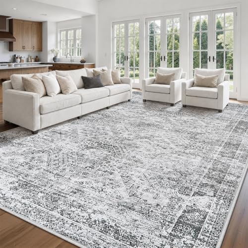 Aelenmu 9x12 Area Rugs for Living Room Washable Bedroom Dining Room Grey - Image 3