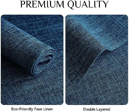 Softalker Faux Linen Cloth Placemats Set of 6-12 x 18 Inch, Navy - Image 4