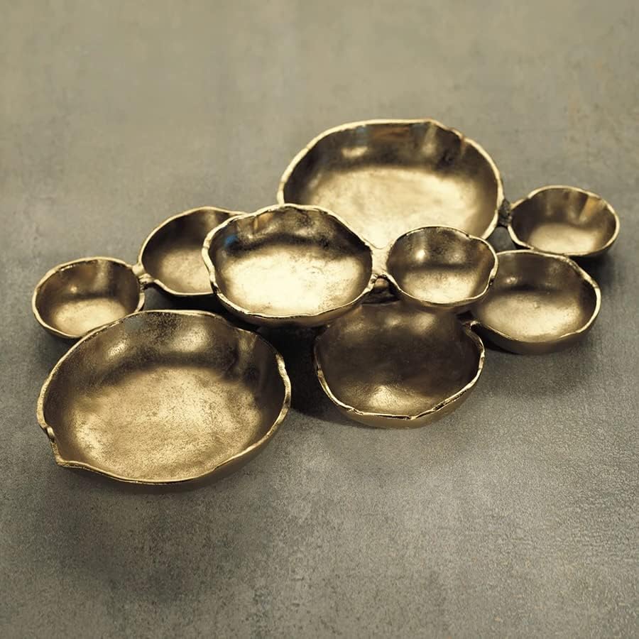 Zodax Cluster of 9 Round Dark Gold Serving Bowls, 19 x 12 x 2.5 in - Image 2