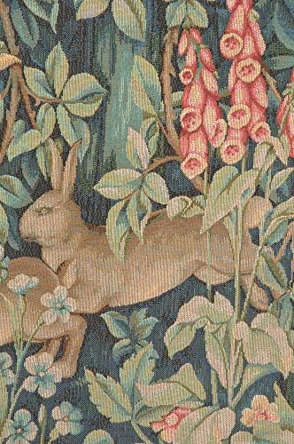 William Morris Rabbit, Pheasant, and Doe Tapestry Wall Hanging 29 x 79 in - Image 2