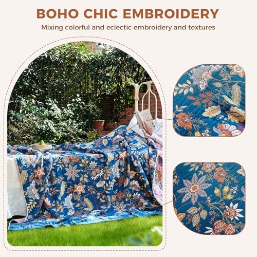 LUTBM Boho Throw Blanket for Bed 60"x80", All Season Cotton Couch Blankets - Image 3