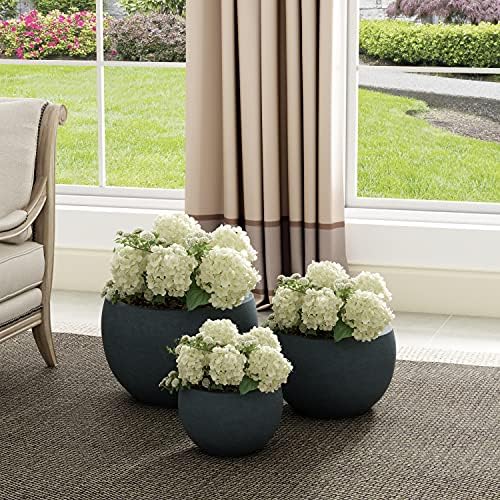 Kante Set of 3 Charcoal Concrete Bowl Planters 20" 15.7" 11.8" Dia - Image 5