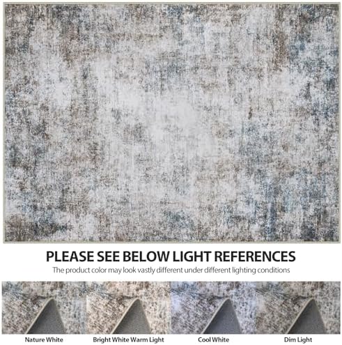 8x10 Area Rugs for Living Room Washable Bedroom Dining Room Brown Blue - Image 7