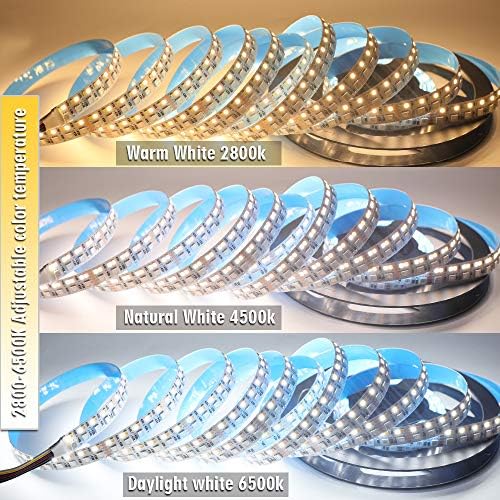 DC12V RGB CCT Color Changing LED Strip Light, 5050 RGB 2835 Warm White Daylight White Double Row Super Bright RGBWW Non-Waterproof Flexible LED Tape Light(DC12V 5meter/16.4ft) - Image 5