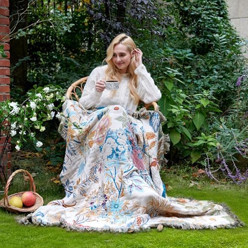 LUTBM Boho Throw Blanket for Bed 60"x80", All Season Cotton Couch Blankets - Image 5