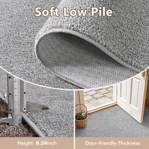 5x7 Grey Area Rug Washable Non-Slip Soft Thin for Living Room Bedroom - Image 5
